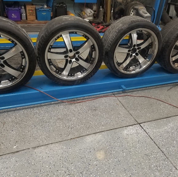 Set of 24" chrome 5-lug universal rims, and a set of 20" 5-lug 5X4.75 rims. - Picture 3 of 3